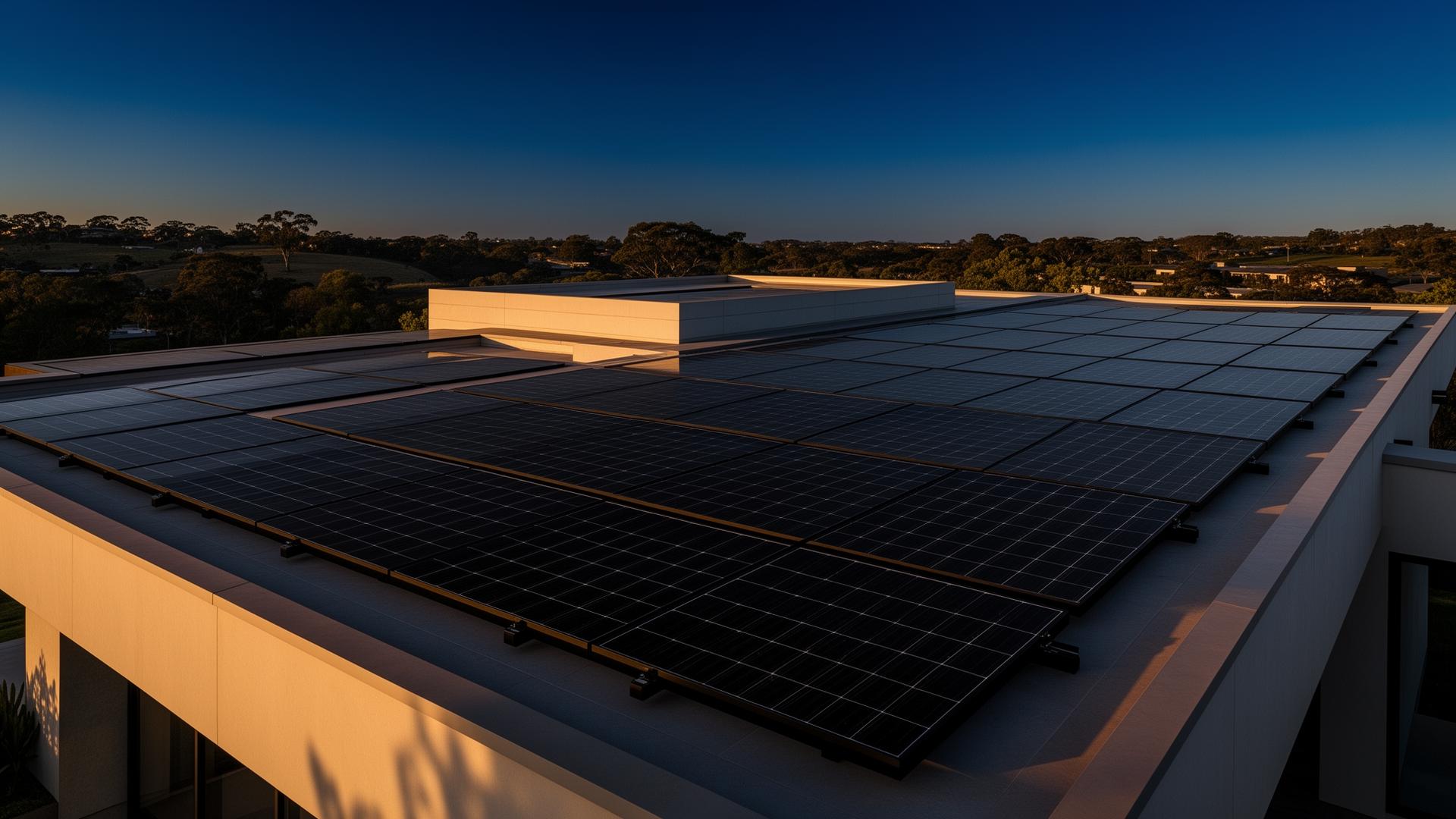 Hochwertige Photovoltaik-Anlage auf modernem Gebäude